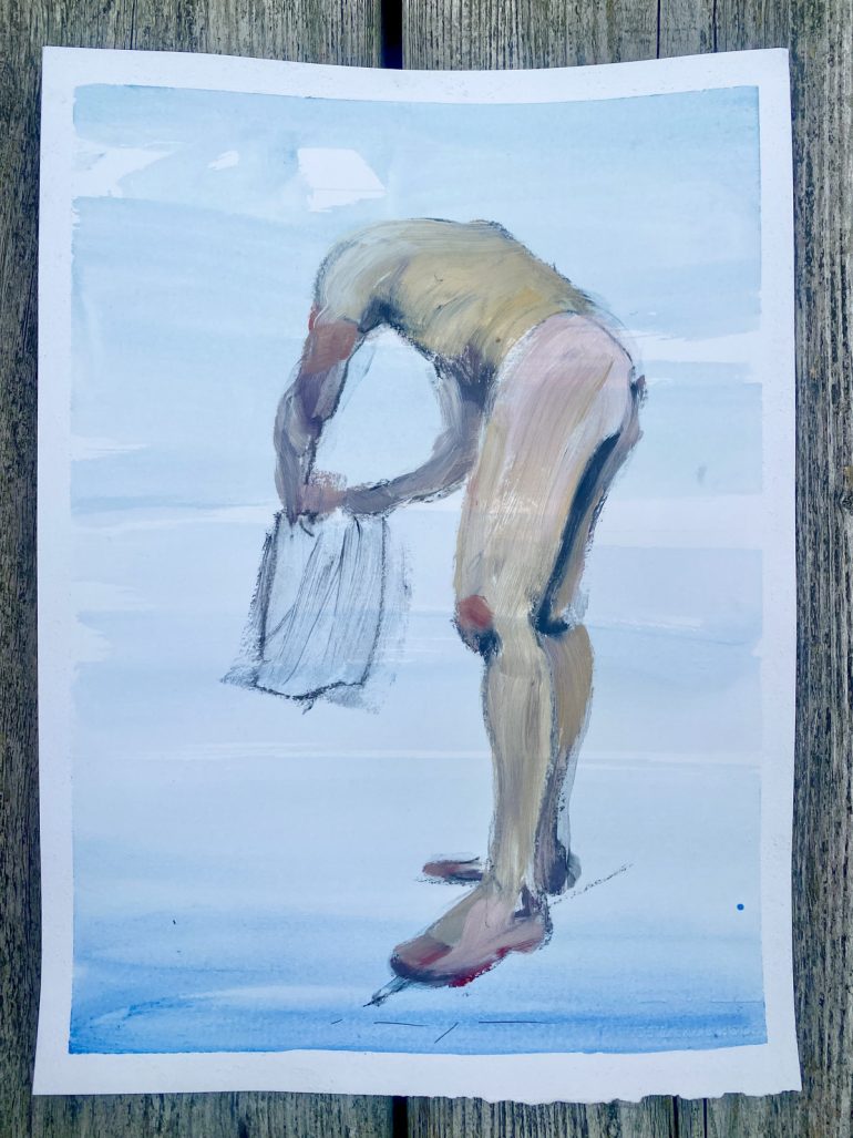 man beach pride towel nude painting